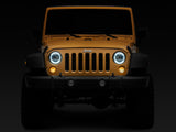 Raxiom 97-18 Jeep Wrangler TJ/JK Axial 7-Inch LED Headlights w/ DRL- Black Housing (Clear Lens) - J155570