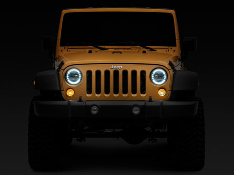 Raxiom 97-18 Jeep Wrangler TJ/JK Axial 7-Inch LED Headlights w/ DRL- Black Housing (Clear Lens) - J155570