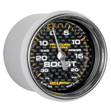 Autometer Marine Carbon Fiber 2-1/16in 30INHG/20PSI Mechanical Vacuum/Boost Gauge - 200774-40