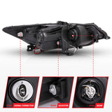 ANZO 2009-2012 Acura TSX Projector Headlights w/ Halo Black (CCFL) (HID Compatible) - 121393