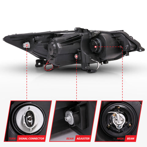 ANZO 2009-2012 Acura TSX Projector Headlights w/ Halo Black (CCFL) (HID Compatible) - 121393