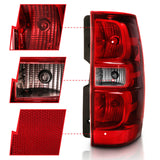 ANZO 2007-2014 Chevy Tahoe Taillight Red/Clear Lens (OE Replacement) - 311304