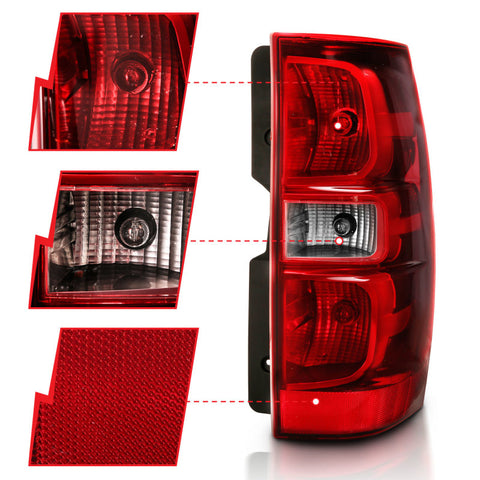 ANZO 2007-2014 Chevy Tahoe Taillight Red/Clear Lens (OE Replacement) - 311304