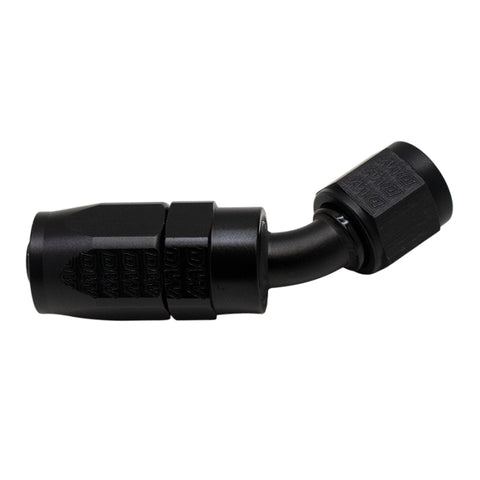 DeatschWerks 6AN Female Swivel 45-Degree Hose End CPE - Anodized Matte Black - 6-02-0802-B