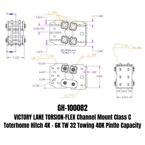 Gen-Y Victory Lane Torsion-Flex Channel Mount Class C Toterhome Hitch (4K-6K TW) - GH-10082