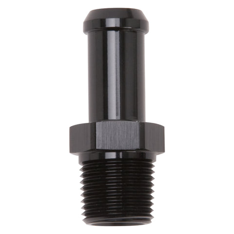 Edelbrock Hose End Straight 3/8In NPT to 1/2In Barb Black Anodize - 8114