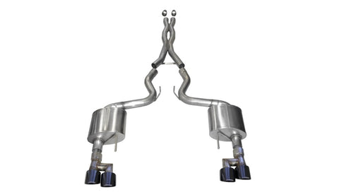 Corsa 18-23 Ford Mustang 5.0L V8 3in Xtreme Cat-Back Dual Rear Exit w/ 4in Black PVD Pro-Series Tips - 21040BLK