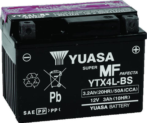 Yuasa YTX4L-BS Maintenance Free AGM 12-Volt Battery w/Bottle - YUAM62X4B