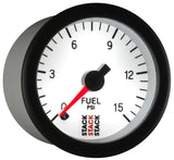 Autometer Stack 52mm 0-15 PSI 1/8in NPTF Male Pro Stepper Motor Fuel Pressure Gauge - White - ST3354