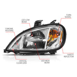 ANZO 1996-2013 Freightliner Columbia LED Crystal Headlights Chrome Housing w/ Clear Lens (Pair) - 131029