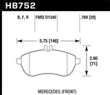 Hawk 2015 Mercedes C250 HPS Street Front Brake Pads - HB752F.769
