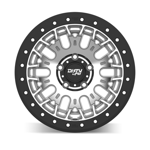 Dirty Life DT-3 17X9 5x127 -12 Offset - Machined Finish w/ Simulated Beadlock - 9317-7973M