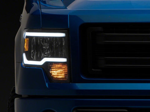 Raxiom 09-14 Ford F-150 Axial Series Headlights w/ LED Bar- Blk Housing (Clear Lens) - T566367