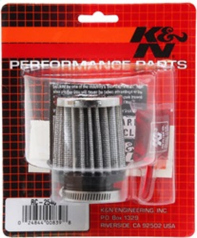 K&N Universal Chrome Filter 1 1/8 inch FLG / 2 1/4 inch Bottom / 2 inch Top / 2.5 inch Height - RC-2540