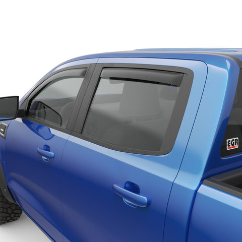 EGR 19-22 Ford Ranger In-Channel Window Visors Front/Rear Set Matte Black Crew Cab - 573555