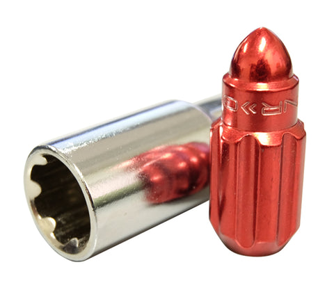 NRG 500 Series M12 X 1.5 Bullet Shape Steel Lug Nut Set - 21 Pc w/Lock Key - Red - LN-LS500RD-21