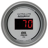 Autometer Ultra-Lite 2-1/16in 100PSI Silver Dial Digital Oil Pressure Gauge w/ Red LED - 6527