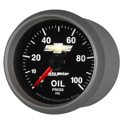 AutoMeter Gauge Oil Press 2-1/16in. 100PSI Digital Stepper Motor Chevy Gold Bowtie - 880447