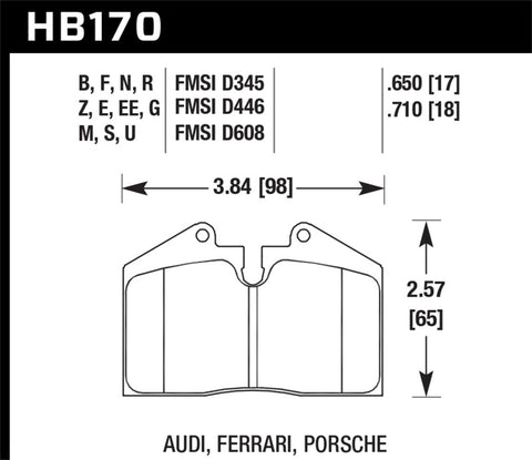 Hawk 89-94 Porsche 911 / 86-94 944 / 93 & 95 968 Front & Rear HT-10  Race Brake Pads - HB170S.650