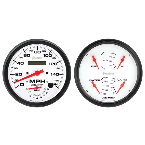 Autometer Phantom 2pc Gauge Kit Quad & Tach/Speedo 5in. - 5805