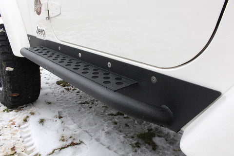 Fishbone Offroad 97-06 Jeep Wrangler TJ Steel Rock Slider - Black Textured Powdercoat - FB23028