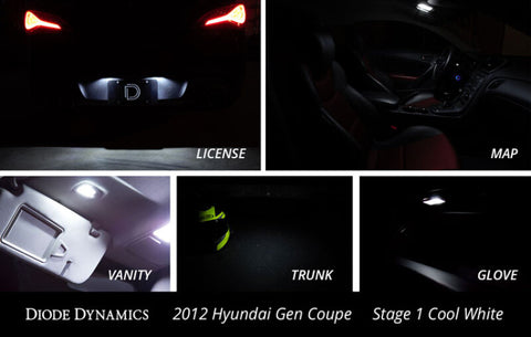 Diode Dynamics 10-16 Hyundai Genesis Coupe Interior Kit Stage 2 - Blue - DD0269