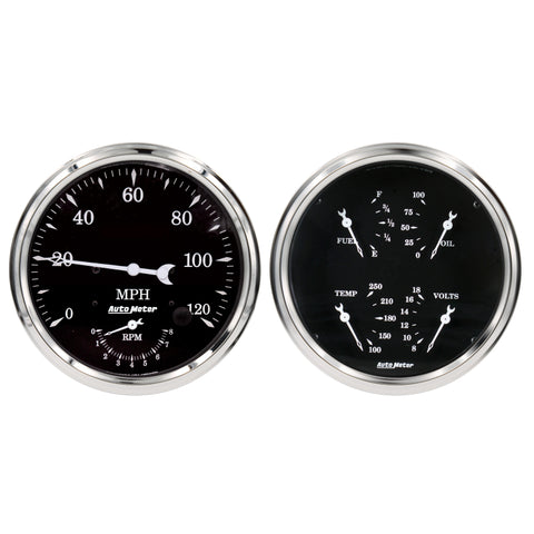Auto Meter Old Tyme Black Quad & Tach/Speedo 5in. - 2 Pc. - 1752