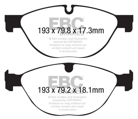 EBC 13+ Jaguar F-Type (Cast Iron Only) 3.0 Supercharged (380) Perf Pkg Redstuff Front Brake Pads - DP32191C