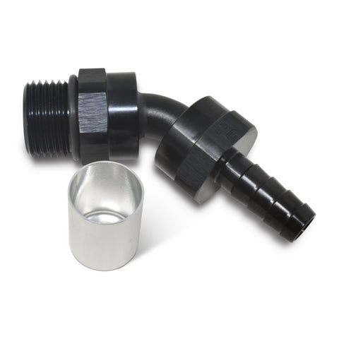 Russell Hose End Crimp On 10 Sae Port Male To -8 Hose 45 Deg Swivel Blk Anodized - 610950