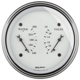 AutoMeter Gauge Dual Wtmp & Volt 3-3/8in. 250 Deg. F & 18V Elec Old Tyme White - 1630