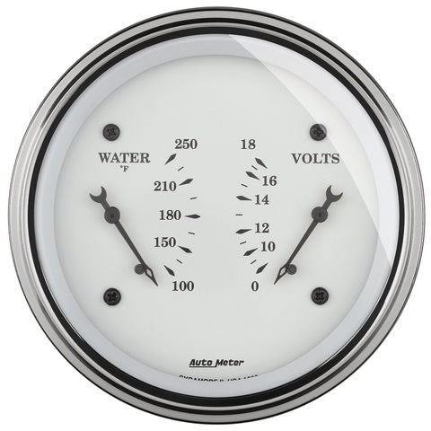 AutoMeter Gauge Dual Wtmp & Volt 3-3/8in. 250 Deg. F & 18V Elec Old Tyme White - 1630