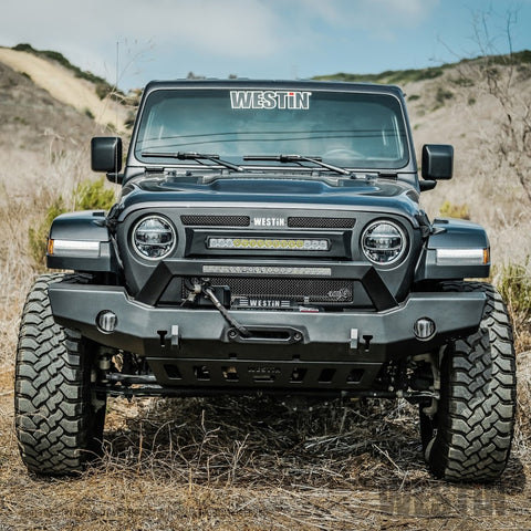 Westin 18-20 Jeep Wrangler WJ2 Full Width Front Bumper w/LED Light Bar Mount Textured Black - 59-80125