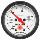 Autometer Phantom 52mm 30 in Hg-Vac/15PSI FS Electronic Vacuum/Boost w/ Peak Memory & Warning Gauge - 5776