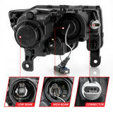 ANZO 2017-2018 Jeep Grand Cherokee Projector Headlights w/ Plank Style Switchback - Black w/ Amber - 111418
