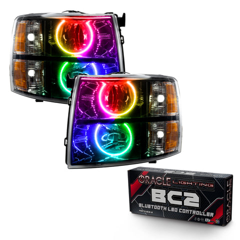 Oracle 07-13 Chevy Silverado SMD HL - Blk - Round Style - ColorSHIFT w/ BC1 Controller - 7105-335