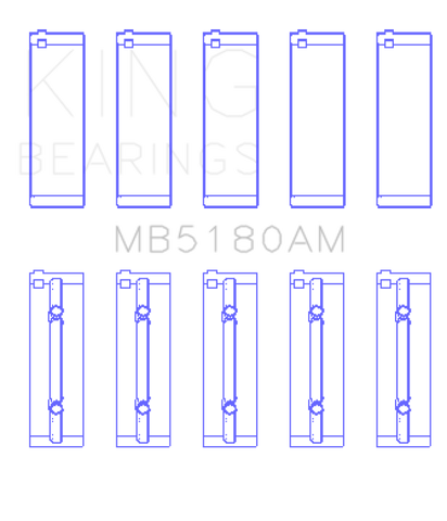 King Engine Bearings Renault R9/R11 (Size +0.25mm) Main Bearing Set - MB5180AM0.25