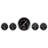 Auto Meter Gauge Kit 5 pc. 3 3/8in & 2 1/16in GPS Speedometer Old Tyme Black - 1750