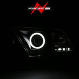 ANZO 2010-2014 Ford Mustang Projector Headlights w/ Halo Black (CCFL) - 121323