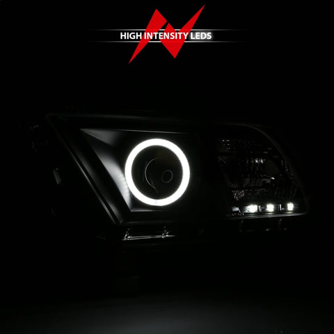 ANZO 2010-2014 Ford Mustang Projector Headlights w/ Halo Black (CCFL) - 121323