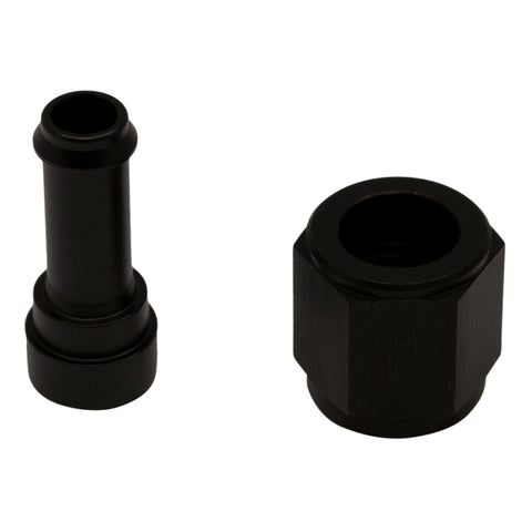DeatschWerks 6AN Female Flare Swivel to 5/16in Single Hose Barb - Anodized Matte Black - 6-02-0520-B