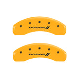 MGP 4 Caliper Covers Engraved Front & Rear With stripes/Dodge Yellow finish black ch - 12200SDD3YL