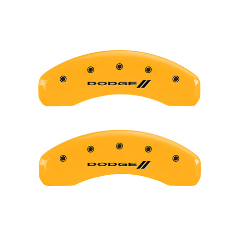 MGP 4 Caliper Covers Engraved Front & Rear With stripes/Dodge Yellow finish black ch - 12200SDD3YL