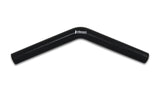 Vibrant 4 Ply Reinforced Silicone Elbow Connector - 1.25in ID x 8in Leg 45 Deg Elbow (BLACK) - 2969