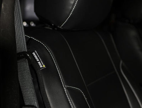 PRP 12-14 Ford Raptor Front Seat Covers (Pair) - Black w Silver Stitch - B068-06