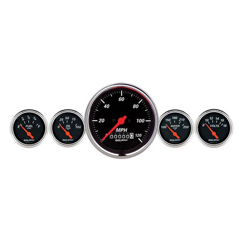 AutoMeter Gauge Kit 5 Pc. 3-3/8in. & 2-1/16in. Elec. Speedometer Designer Black - 1440