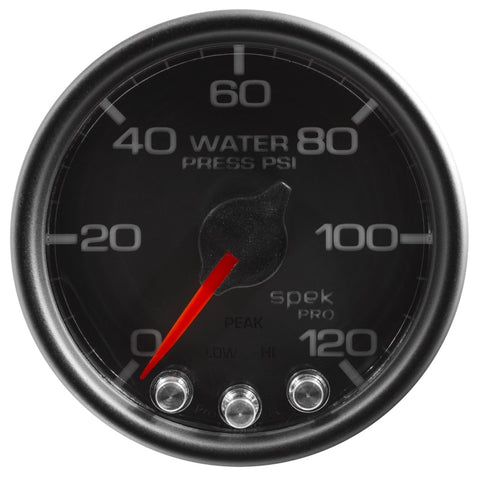 Autometer Spek-Pro Gauge Water Press 2 1/16in 120psi Stepper Motor W/Peak & Warn Blk/Blk - P34532