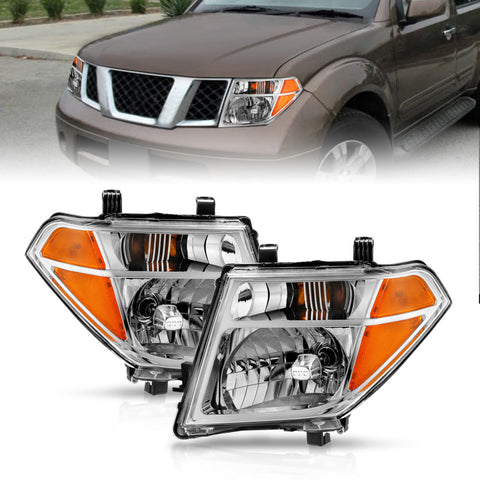 ANZO 2005-2008 Nissan Pathfinder Crystal Headlight Chrome Amber (OE Replacement) - 111463