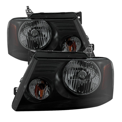 xTune Ford F150 04-08 Amber Crystal Headlights Black Smoked HD-JH-FF15004-AM-BSM - 9030338