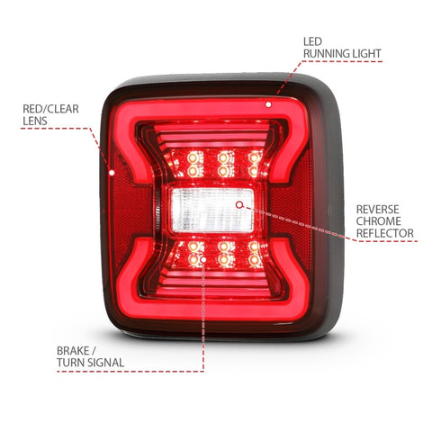 ANZO 18-19 Jeep Wrangler JL LED Taillights Black - 311295