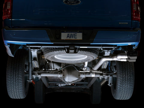 AWE 21+ Ford F150 Dual Side Exit Cat-Back Exhaust - 4.5in Diamond Black Tips *For Stock Y-Pipe Only - 3015-23059
